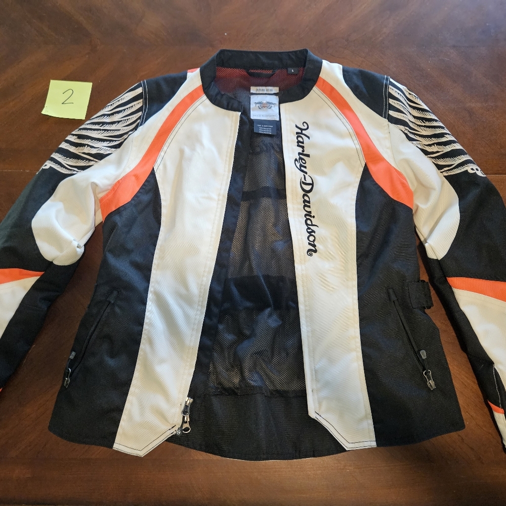 Harley-Davidson Black, White, and Orange Riding Jacket